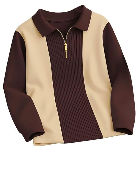 T-Shirt for Men Zip Neck Texture