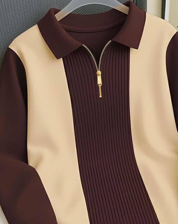T-Shirt for Men Zip Neck Texture - Image 4
